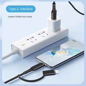 Cavo dati di <span class=keywords><strong>ricarica</strong></span> MFI due in uno per IPhone16 e <span class=keywords><strong>Mobile</strong></span>/Tablet per caricatore da auto Apple con lega di alluminio e schermatura a treccia - Product Image 4