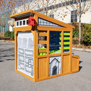 Maisonnette de jeu d'extérieur avec éléments en plastique, rangement en tissu et rideau de garage pour le jardin - Product Image 4