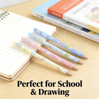 Ensemble de crayons mécaniques HB de 2,0 mm à motif de dessin animé, taille-crayon intégré en plastique, mine épaisse, papeterie pour enfants et étudiants