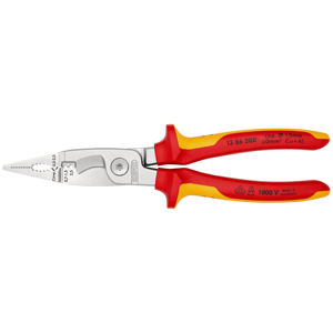 Pince d'installation électrique isolée KNIPEX 13 86 200 avec poignées multi-composants, testée VDE, chromée - Product Image 1