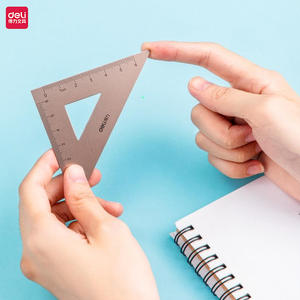 Ensemble de 4 règles de dessin Deli, ensemble de règles en aluminium, rapporteur triangulaire pour la papeterie scolaire - Product Image 6