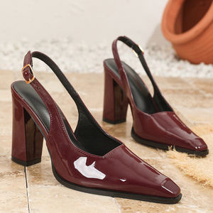 Xuanhui tamaño 46 venta al por mayor nueva moda <span class=keywords><strong>charol</strong></span> pies anchos Sexy 9,8 cm tacones cuadrados para mujeres - Product Image 3