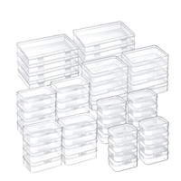Boîtes de rangement en plastique transparent mini rectangulaires de haute qualité avec couvercles à charnières pour petits objets, bijoux