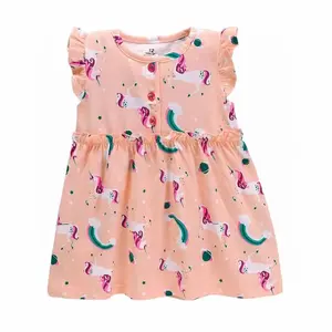 summer Newborn casual skirt cute girl sleeveless ruffle shoulder chinese baby dress