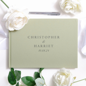 <strong>Personalised</strong> Linen Guest <strong>Book</strong> Engagement Scrapbook Linen Hardcover <strong>Wedding</strong> Guest <strong>Book</strong> - Product Image 2