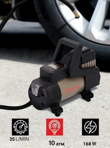 타이어 팽창기 휴대용 공기 압축기 150PSI 12V DC 단일 실린더 자동차 용 디지털 게이지/LED 조명이있는 금속 공기 펌프 - Product Image 2