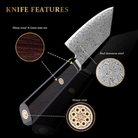 Couteau de chef japonais professionnel Bunka, 5,5 pouces, acier carbone Damas 67 couches, manche en bois d'ébène, dureté 60 HRC, cuisine