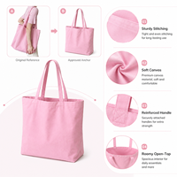 Grand sac fourre-tout en toile, ouvert, réutilisable, en coton, avec poignée renforcée, coutures robustes, pour courses, plage, voyage, vente en gros