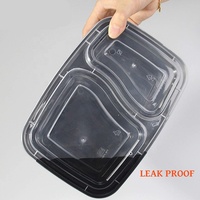 Boîte Bento jetable en plastique à emporter avec 2 compartiments, lot de 150, 30 oz, récipient alimentaire micro-ondable, boîte à lunch congelée