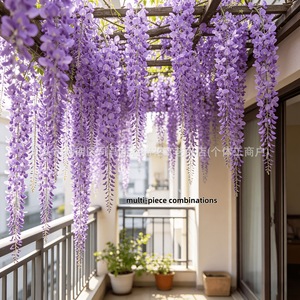 Guirnaldas de flores artificiales de glicinia, plantas colgantes de plástico, paquete de varias piezas para decoración de pared - Product Image 3