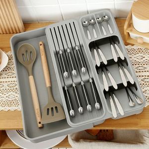 Accessoires de cuisine très demandés : Organisateur de tiroir à couverts extensible, plateau de rangement en plastique pour ustensiles - Product Image 6