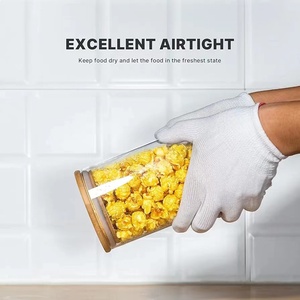 Glass Pasta <strong>Storage</strong> Container With Lid Set of 3 High Transparent Airtight Food <strong>Storage</strong> <strong>Jars</strong> <strong>Kitchen</strong> Pantry With Bamboo Lid - Product Image 6