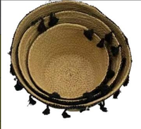 Nouvel ensemble de paniers de rangement vintage en coton et jonc de mer, motif zig-zag, pour cuisine et salle de bain, écologiques et faits à la main