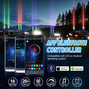 ไฟ LED แบบแส้ RGB ขนาด 2 ฟุต ควบคุมผ่านแอพ ฉายแสงแบบไล่ระดับ 360 องศา สำหรับรถ UTV ATV RZR Can-Am Polaris <span class=keywords><strong>Ranger</strong></span> Truck Jeep พร้อมโปรเจคเตอร์ Sky Beam - Product Image 5