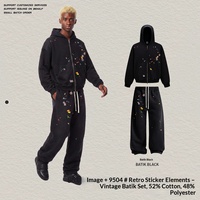 Setelan Olahraga Pria Desainer Heavyweight Weathered Rugged Wax Resist Sweatshirt Joggers Ensemble Coordinates Collective Tracksuit Sweatsuit