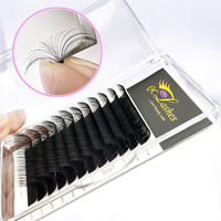 Extensiones de Pestañas al por Mayor 0.03 0.05, Bandejas de Pestañas de Volumen con Base Suelta para Crear Abanicos, Pestañas Individuales Suaves de Seda Sintética Visón Negro Mate