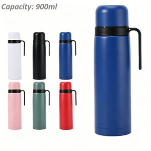 Botella de Agua Aislada al Vacío de Acero Inoxidable de 900 ml con Asa y Tapa para Bebidas Frías y Calientes - Product Image 3