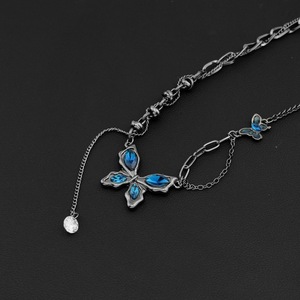 Hot Selling Niche Design <b>Titanium</b> Steel Zircon Butterfly Pendant Necklace Punk Style Women's Necklaces Fashionable Jewelry - Product Image 2