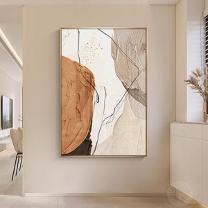 Arte abstracto en lienzo al óleo para pared, rectangular, enmarcado, de aleación de aluminio blanco, para decoración de fondo de sofá en sala de estar - Product Image 2