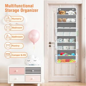 Organizador para colgar sobre la puerta, 10 compartimentos, almacenamiento colgante gris para dormitorio, baño, productos para bebés - Product Image 6