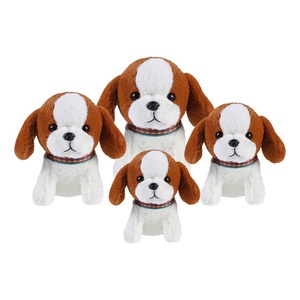 Üretici toptan yumuşak peluş hayvanlar açık kahverengi oturan köpek eşarp ile doldurulmuş bebek oyuncak - Product Image 5