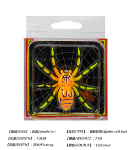 Flotante 7,5 cm/7,6G 6,5 cm/3,2g 10 colores Redobular anzuelo araña cebo señuelo de goma Artificial cebo suave serpiente pez - Product Image 3