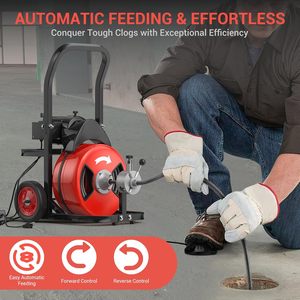 Potente Macchina Elettrica per la Pulizia degli Scarichi da 250W, con 4 Frese e Controllo a Pedale - Product Image 3