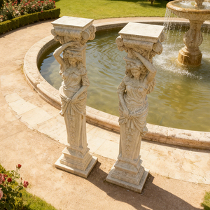 Estatua Decorativa de Piedra Blanca Tallada a Mano, Diseño de <span class=keywords><strong>Pilar</strong></span> para <span class=keywords><strong>Casa</strong></span> - Product Image 6