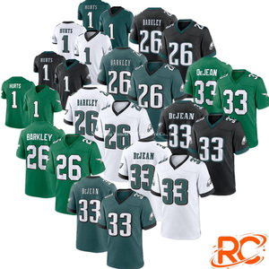Vente en gros de vêtements pour hommes 2026 # 26 Saquon Barkley # 1 Jalen Hurts # Maillot de football américain DeJean 33, broderie dense, jersey cousu - Product Image 1