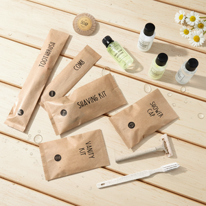 Ensemble d'articles de toilette <span class=keywords><strong>éco</strong></span>logiques jetables pour hôtel, shampoing hydratant, gel douche, kit de brosse à dents en paille de blé, savons d'hôtel - Product Image 1