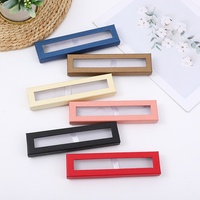 Boîte à stylos en papier de couleur unie avec couvercle et base, fenêtre transparente, boîte cadeau bronzée, design rectangulaire