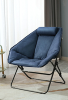 Promotion Fauteuil Lune Pliant Confortable à Cadre Métallique, Portable et Doux, Fauteuil Inclinable Rond pour Chambre et Salon