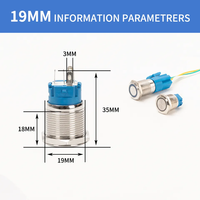 12mm 16mm 19mm 22mm 25mm 30mm rond étanche Ip67 métal bouton poussoir interrupteur à verrouillage momentané
