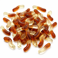 Bonbons gélifiés en forme de vers, saveur fruitée acidulée, halal, en gros, personnalisables OEM ODM, fabricant de marques privées
