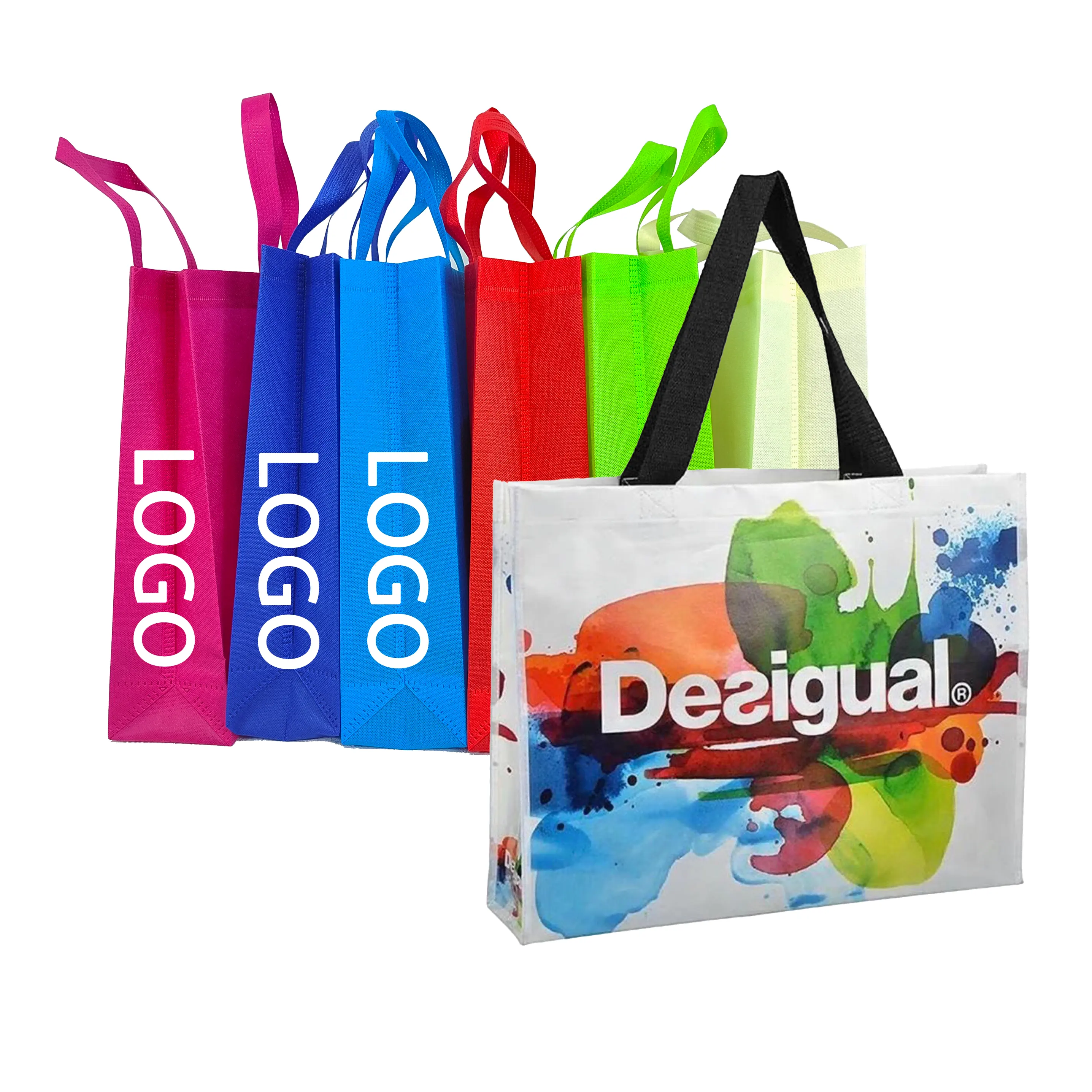 Personalizzare le dimensioni del Logo di colore all'ingrosso riutilizzabili in PP Tote Non tessuta in tessuto non tessuto Tote