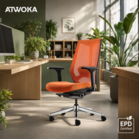Fauteuil de bureau ergonomique pivotant à dossier haut en tissu ATWOKA Orange certifié EPD durable