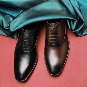 Stylish Luxury Men's Premium Genuine Leather Dress Shoes <b>Flat</b> Design for Autumn Formal Groom's Wedding - Product Image 6