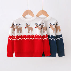 Pulls d'hiver pour enfants en gros, <span class=keywords><strong>pull</strong></span> de Noël, dessin animé, élan, Noël, tricot pour filles - Product Image 1