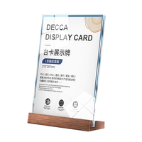 Support de menu publicitaire personnalisé en acrylique pour restauration rapide, présentoir mince pour hôtels, support d'affiche de restaurant A3/A4 avec base en bois