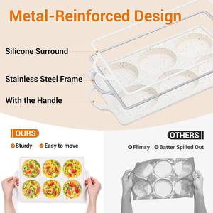 Moule à muffins géants en silicone américain, 6 cavités, antiadhésif, sans BPA, avec cadre métallique renforcé, certifié LFGB, de la marque MUYULINS Factory - Product Image 2