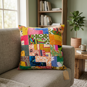 Wholesale Indian 100 percent Cotton Sari <b>Patchwork</b> Cushion Covers - Product Image 1