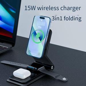 Nouveautés 2026 : Station de charge sans fil magnétique 3-en-1 pliable pour téléphone, montre et écouteurs avec support - Product Image 4