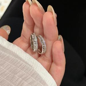 Anillo de Cola Wenchi de Plata de Ley S925, Medio Diamante, Medio Liso, Patrón de Rejilla de Diamantes, Exquisito, de Alta Gama, Moda China, IGI - Product Image 3