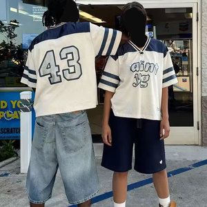 Biểu Tượng Tùy Chỉnh Cổ Điển Boxy V Cổ Jersey Retro Thể Thao Lưới T-Shirt Bóng Rổ Bóng Đá Mỹ Bóng Đá Bóng Đá Jersey Tee - Product Image 3