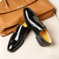 Chaussures habillées classiques pour hommes en cuir verni léger à double boucle, style Monk Strap, pour affaires et mariages, collection Cape Fashion