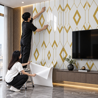 Papier peint auto-adhésif en or blanc à motif diamant, feuilles XPE de 1,8 mm pour les entrepreneurs en aménagement intérieur