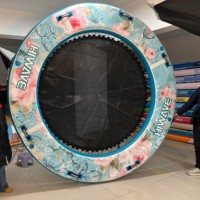 Hamac circulaire PF 9 '* 9' * 6 ''avec tapis d'eau de quai flottant central en maille hamac d'eau gonflable avec radeaux gonflables