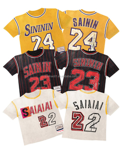 Camiseta de calle personalizada de alta calidad, Camiseta de algodón con estampado de gran tamaño Retro Vintage <span class=keywords><strong>Basket</strong></span> <span class=keywords><strong>Ball</strong></span> Soccer Football Basketball Jersey - Product Image 1