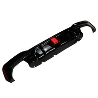 Difusor Trasero, Kit de Carrocería, Negro Brillante con Patrón de Carbono, Splitter Trasero de Competición con Luz Cuadrada para G30 G38 Serie 5