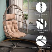 Fauteuil suspendu pliable en rotin, chaise balançoire avec coussin et support, en stock pour jardin, terrasse, cour – Vente chaude